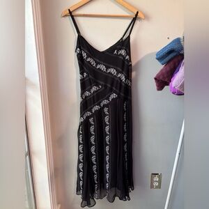Black Ice Slip Dress Size 4 with Embroider Fairy Goth Whimsigoth 90s/Y2k Vintage